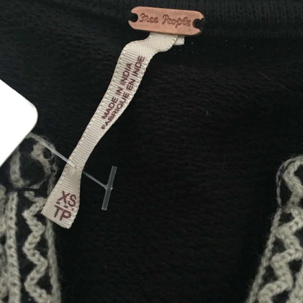 Free People Santa Maria Top Sweatshirt Embroidered Cotton 3/4 Sleeve Pullover XS